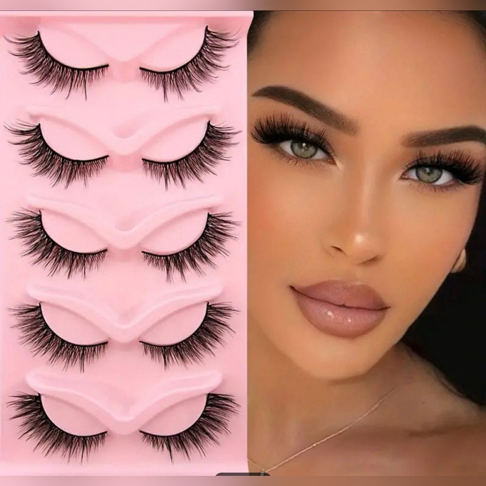 5 pair eyelashes (cat eye style)